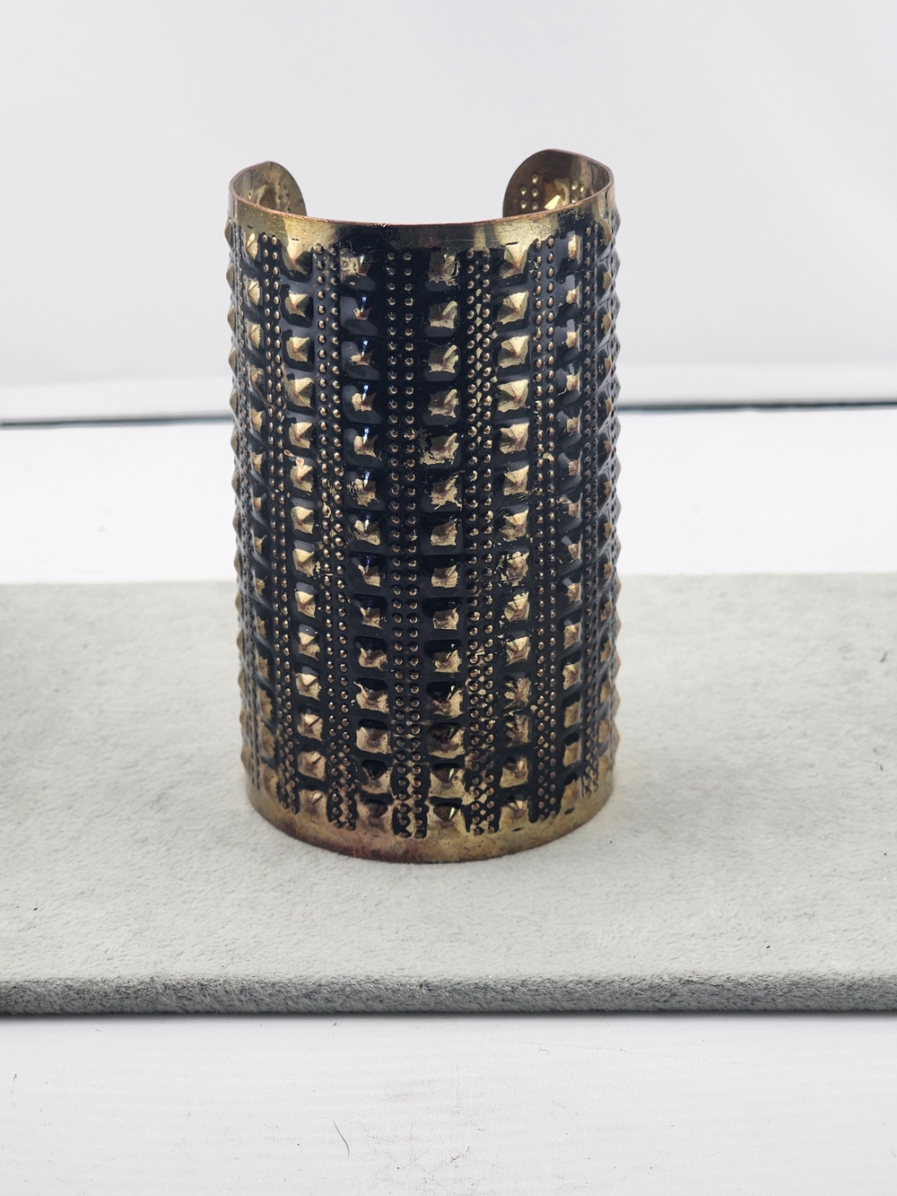 Studded Metal Cuff Bracelet in Antiqued Gold